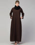Modern Flare daily wear basic Casual Abaya In the Shade of Chocolate brown
